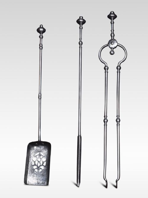 Polished Steel Triple Companion Fire Tool Set