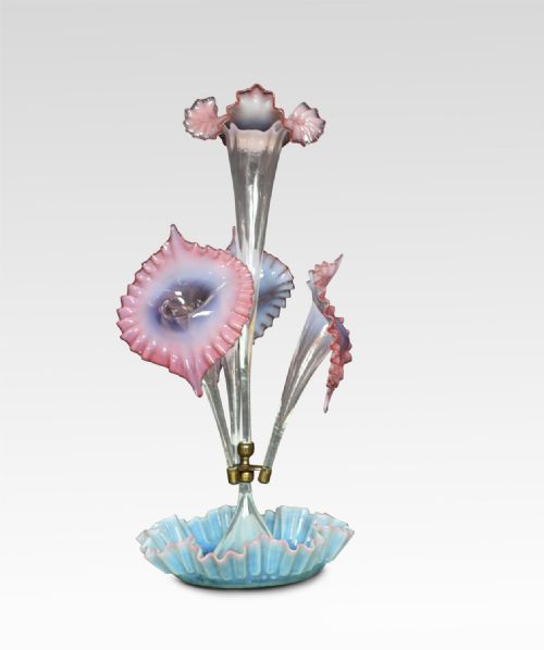 Pink Vaseline Glass Epergne
