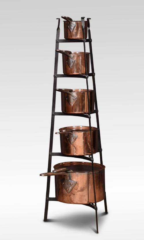 Graduated Set of Five Victorian Copper Pans