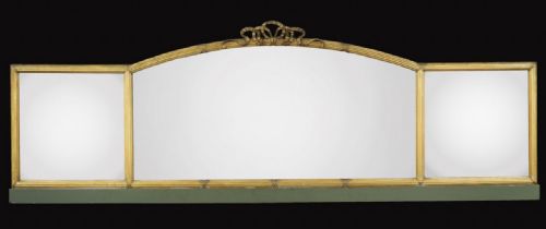 Giltwood Triptych Over Mantle Wall Mirror
