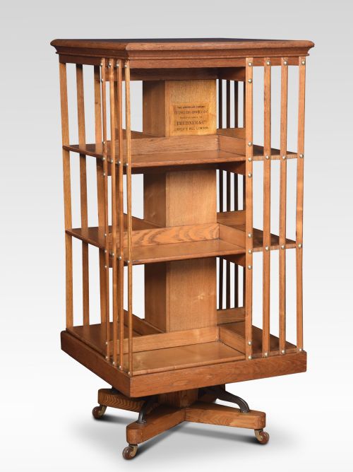Oak Three Tier Revolving Bookcase