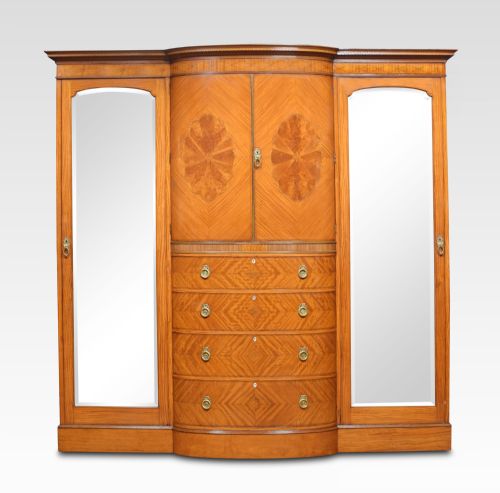 Late 19th Century Satinwood Sheraton Revival Compactum Wardrobe