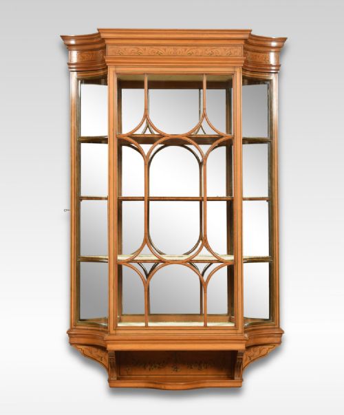 LARGE PAINTED SATINWOOD WALL HANGING DISPLAY CABINET - ADDITIONAL PHOTO 3