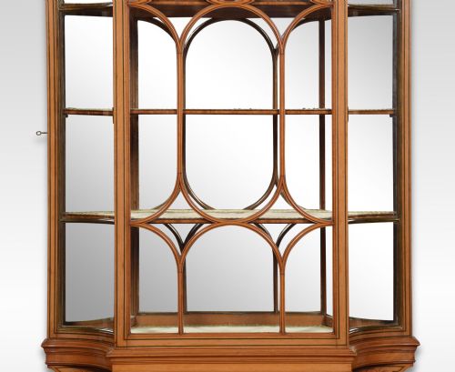 LARGE PAINTED SATINWOOD WALL HANGING DISPLAY CABINET - ADDITIONAL PHOTO 7