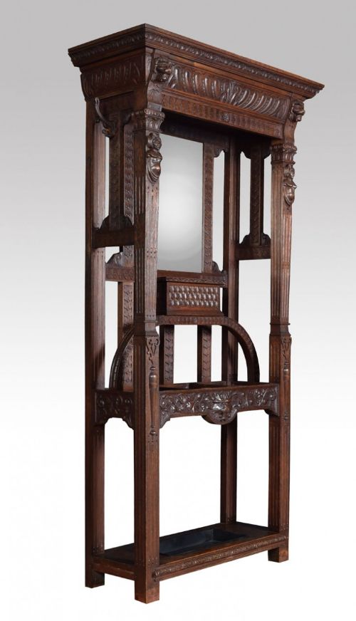 Gothic Carved Oak Hall Stand