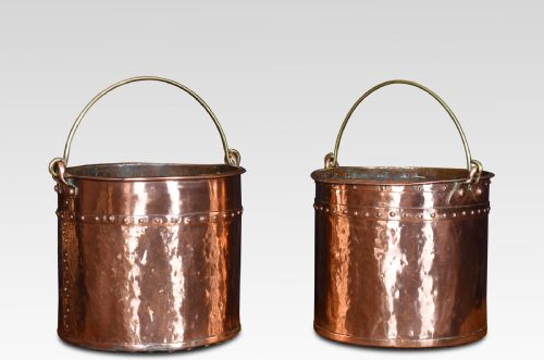 Near Pair of 19th Century Copper Buckets