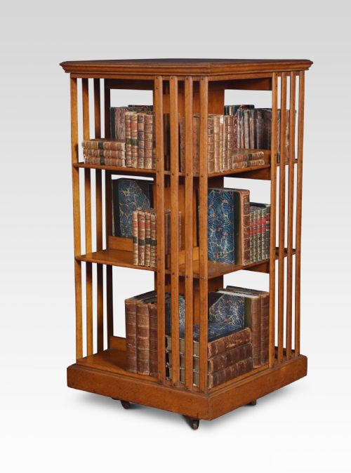 Oak Three Tier Revolving Bookcase