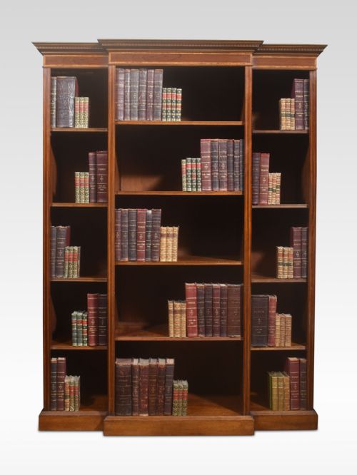 MAHOGANY INLAID BREAKFRONT BOOKCASE - ADDITIONAL PHOTO 4