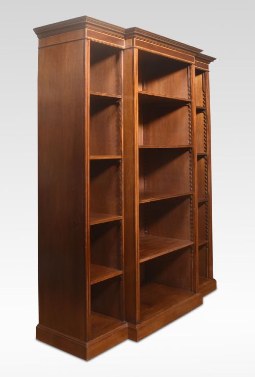 MAHOGANY INLAID BREAKFRONT BOOKCASE - ADDITIONAL PHOTO 3