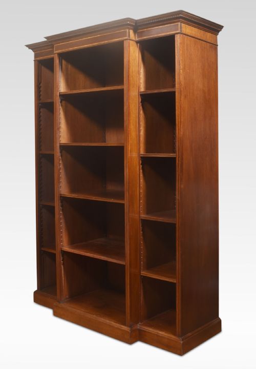 MAHOGANY INLAID BREAKFRONT BOOKCASE - ADDITIONAL PHOTO 5