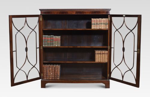 MAHOGANY TWO DOOR GLAZED BOOKCASE - ADDITIONAL PHOTO 1