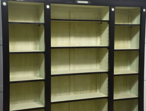 PAIR OF EBONISED WEDGWOOD OPEN BOOKCASES - ADDITIONAL PHOTO 2