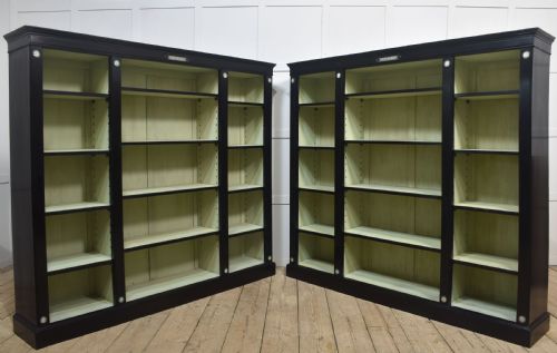 PAIR OF EBONISED WEDGWOOD OPEN BOOKCASES - ADDITIONAL PHOTO 6