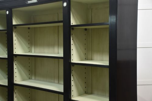 PAIR OF EBONISED WEDGWOOD OPEN BOOKCASES - ADDITIONAL PHOTO 7