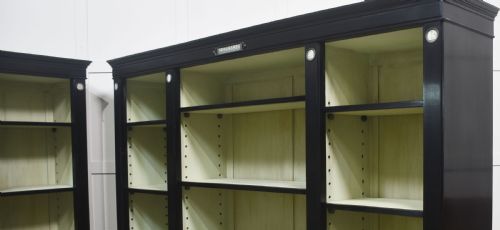 PAIR OF EBONISED WEDGWOOD OPEN BOOKCASES - ADDITIONAL PHOTO 8