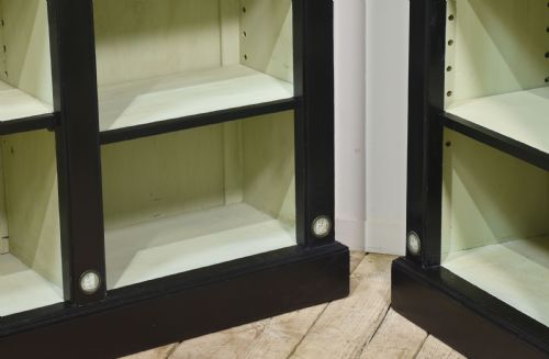 PAIR OF EBONISED WEDGWOOD OPEN BOOKCASES - ADDITIONAL PHOTO 9