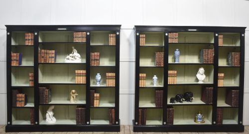 PAIR OF EBONISED WEDGWOOD OPEN BOOKCASES - ADDITIONAL PHOTO 10