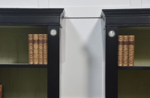 PAIR OF EBONISED WEDGWOOD OPEN BOOKCASES - ADDITIONAL PHOTO 13