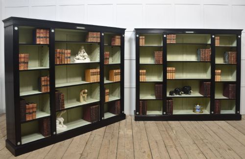 PAIR OF EBONISED WEDGWOOD OPEN BOOKCASES - ADDITIONAL PHOTO 15