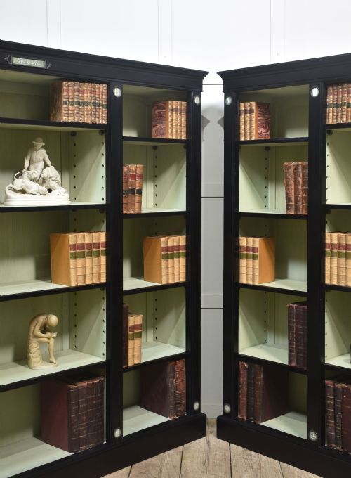 PAIR OF EBONISED WEDGWOOD OPEN BOOKCASES - ADDITIONAL PHOTO 16