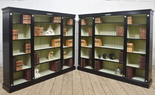 PAIR OF EBONISED WEDGWOOD OPEN BOOKCASES - ADDITIONAL PHOTO 21