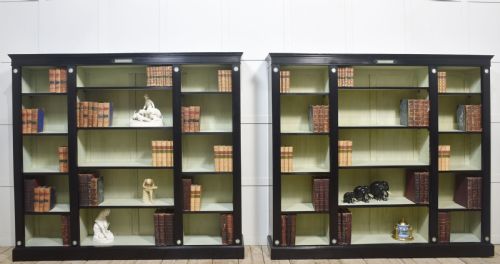 PAIR OF EBONISED WEDGWOOD OPEN BOOKCASES - ADDITIONAL PHOTO 22