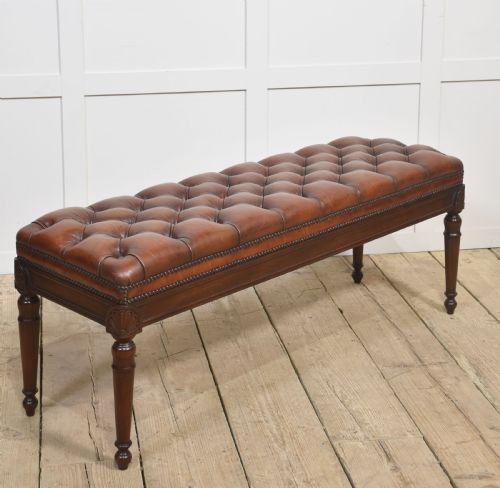 19th century leather stool - CATEGORY: ANTIQUE STOOLS - DATED 19TH CENTURY