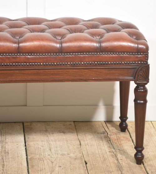 19TH CENTURY LEATHER STOOL - ADDITIONAL PHOTO 4