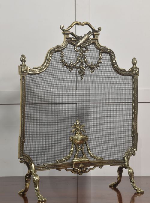 Late 19th-Century French Gilt Brass Fire Screen