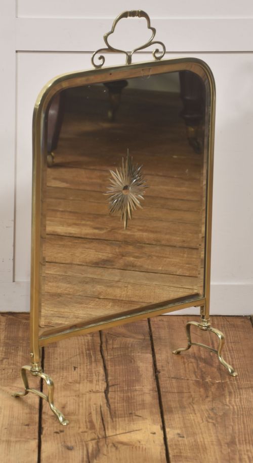 Brass And Mirrored Glass Fire Screen