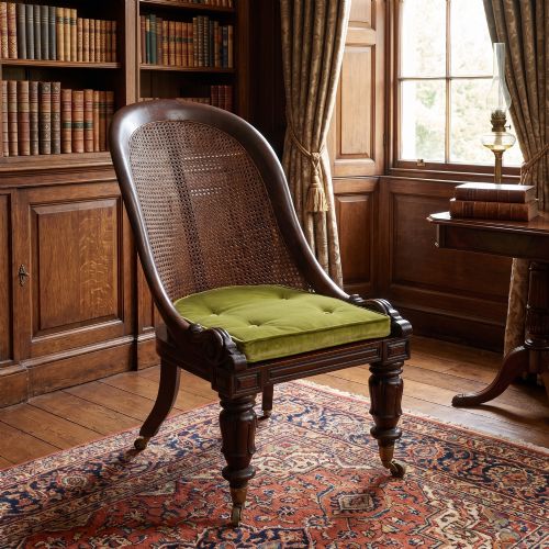 fig 1. Victorian Mahogany And Cane Slipper Chair