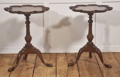 Pair Of George III Style Mahogany Pie-Crust Tripod Tables
