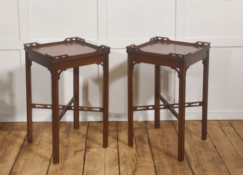 Pair Of Edwardian Mahogany Galleried Side Tables