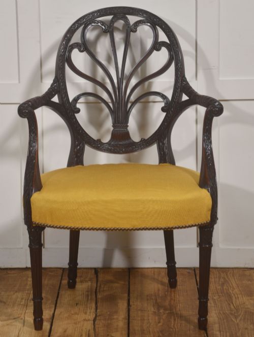 Carved Mahogany Open Armchair