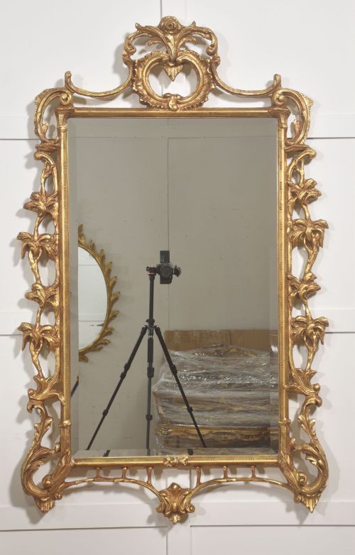 Rococo Revival Carved Giltwood Bevelled Wall Mirror