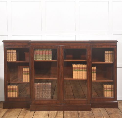 19th Century Mahogany Breakfront Glazed Library Bookcase