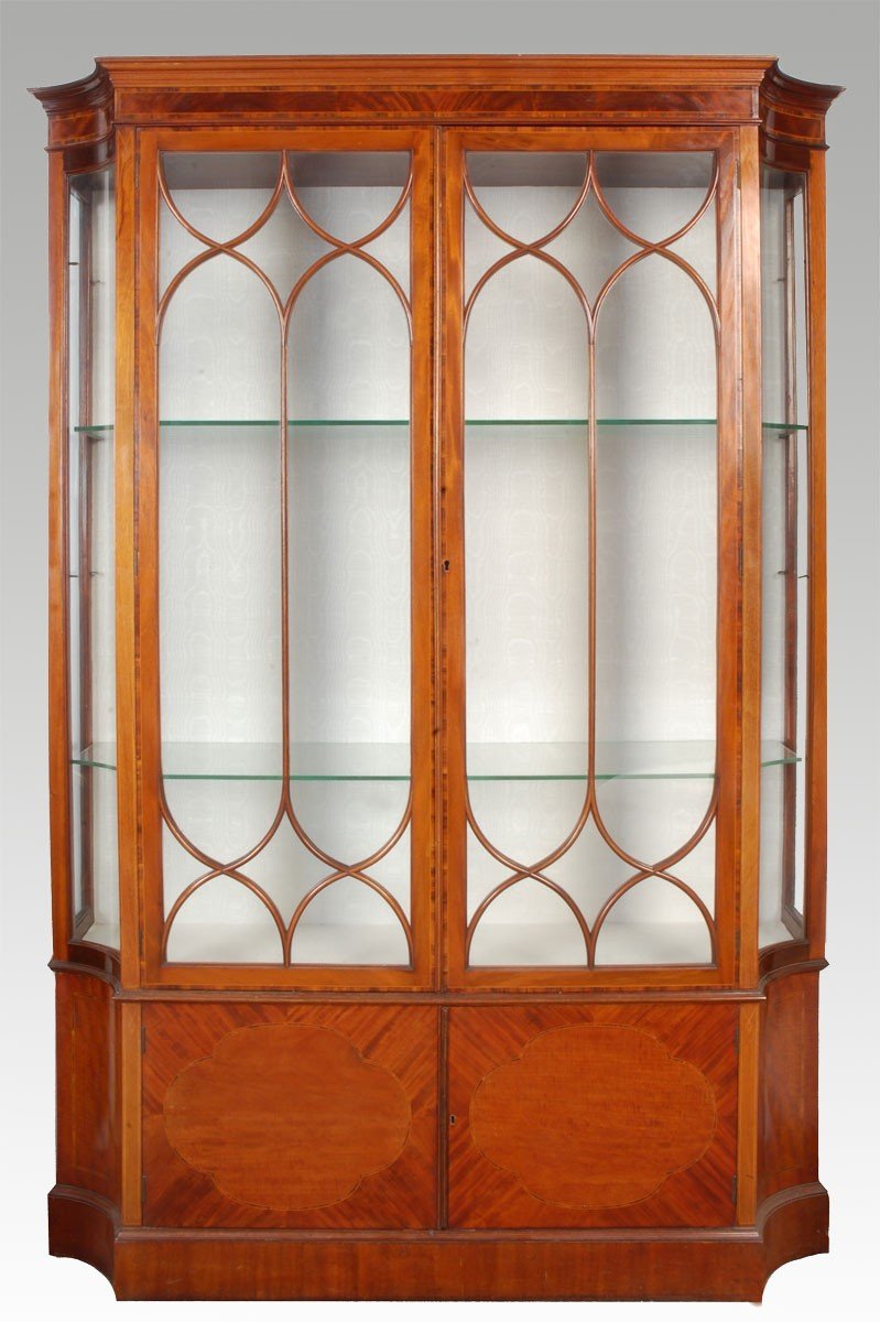mahogany and inlaid display cabinet 