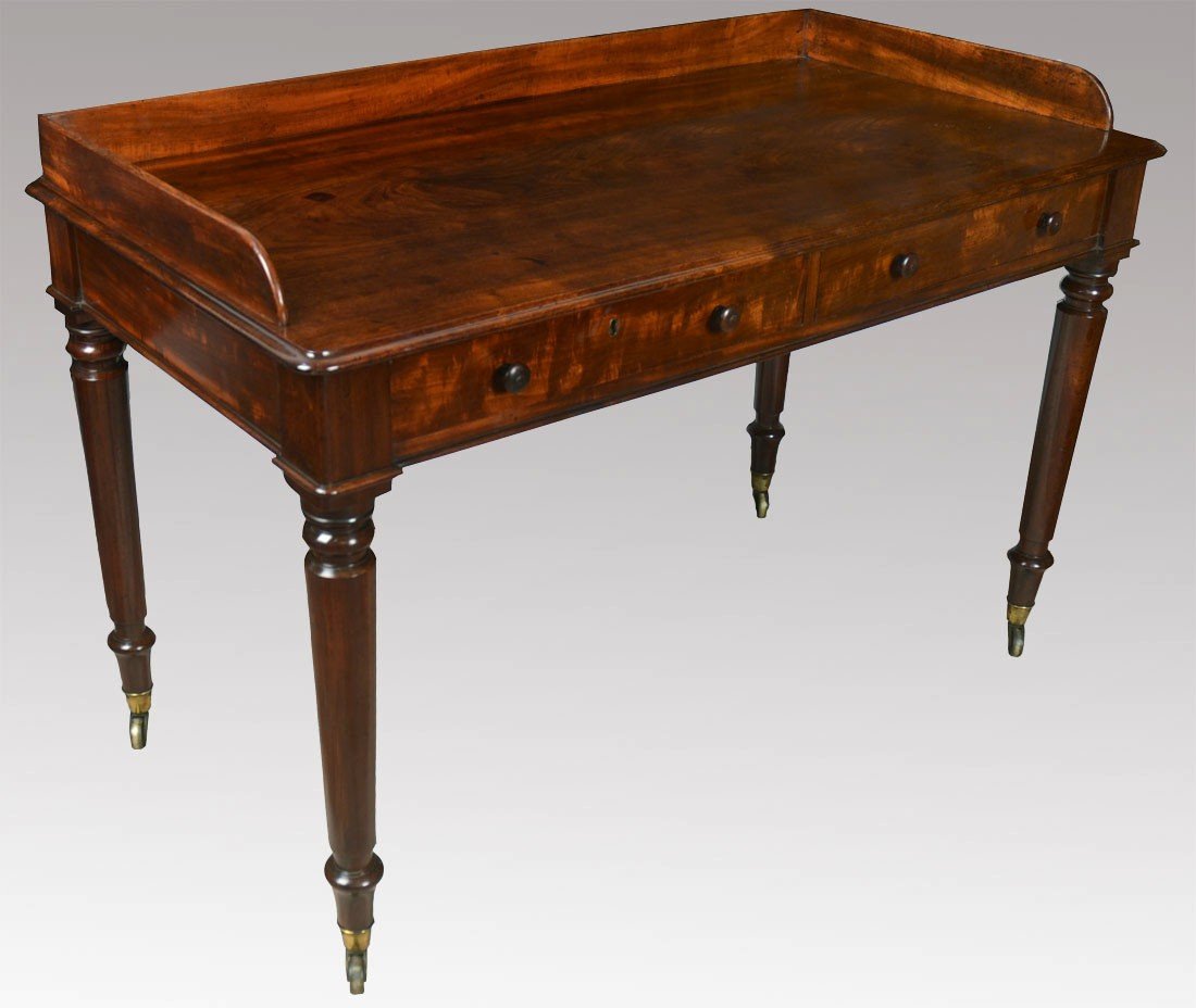Victorian mahogany two draw writing table