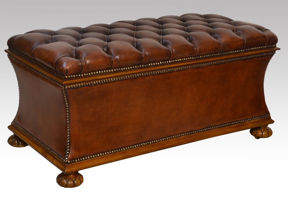 Victorian leather upholstered ottoman 