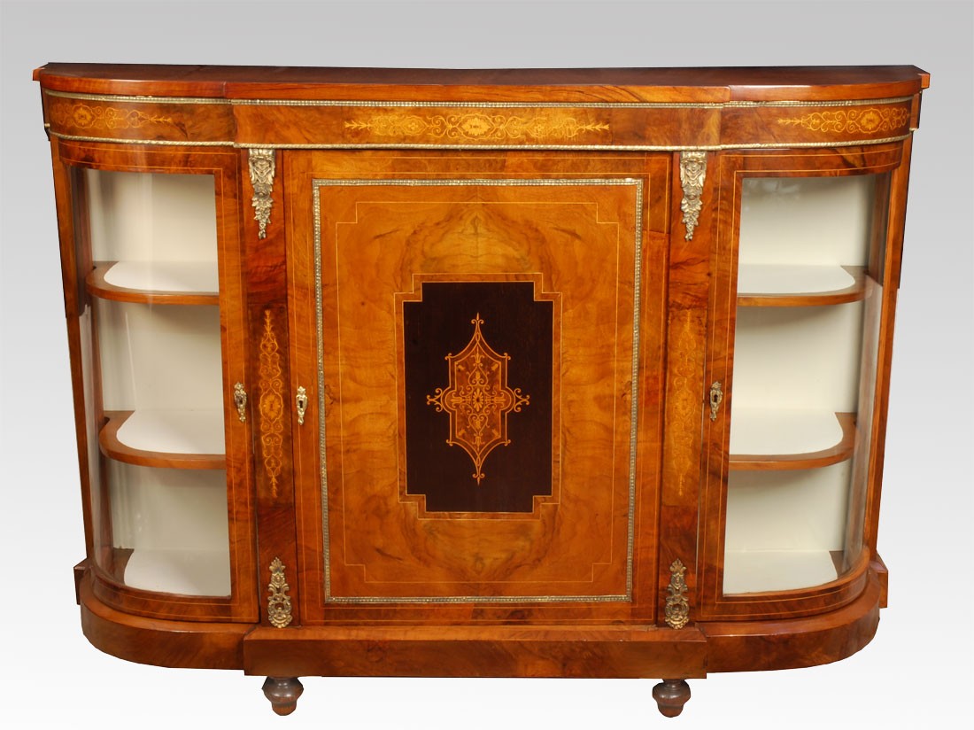 Victorian figured walnut credenza 