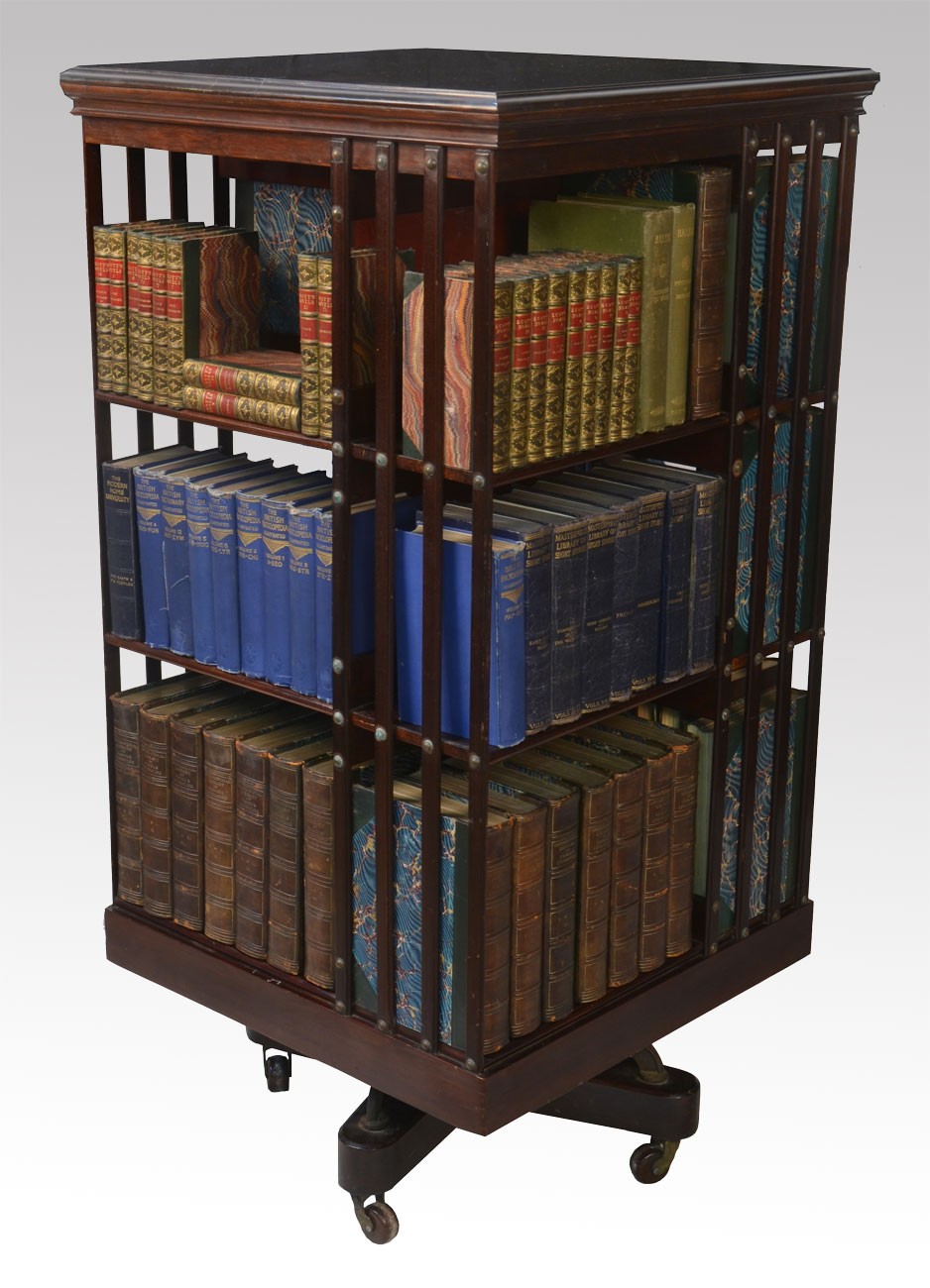Large mahogany revolving bookcase 
