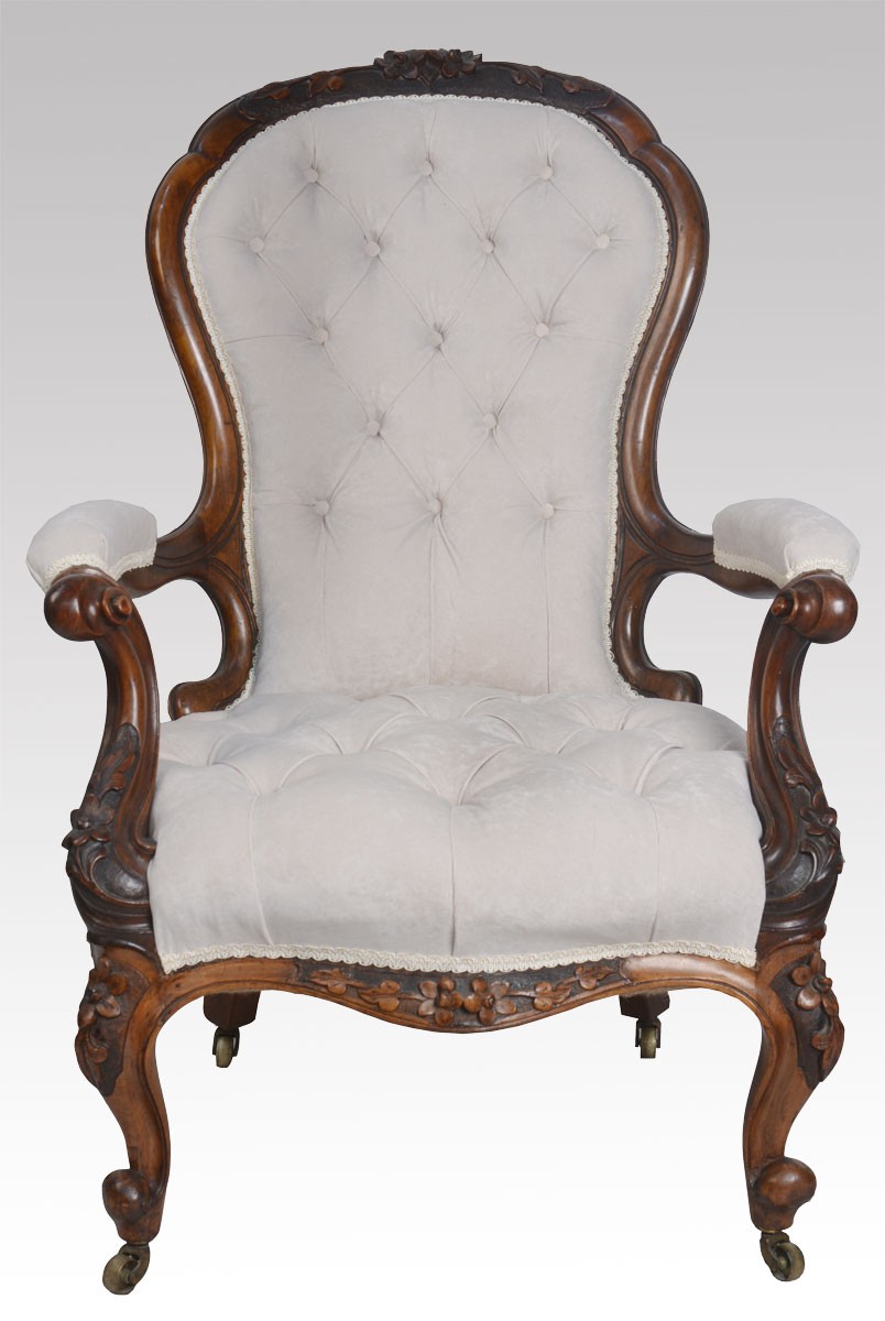 Walnut framed armchair