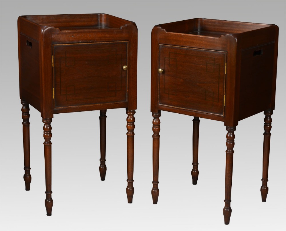 Pair of George III style mahogany bedside cupboards 