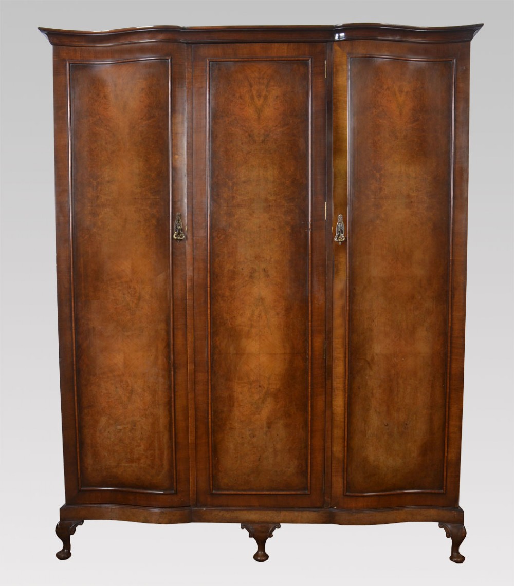 Walnut three door wardrobe 