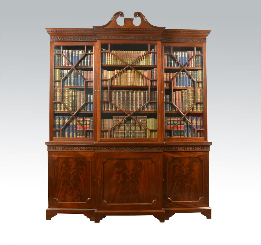Victorian Mahogany three door breakfront bookcase 
