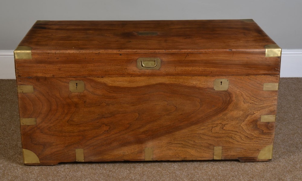 Brass bound camphor wood box