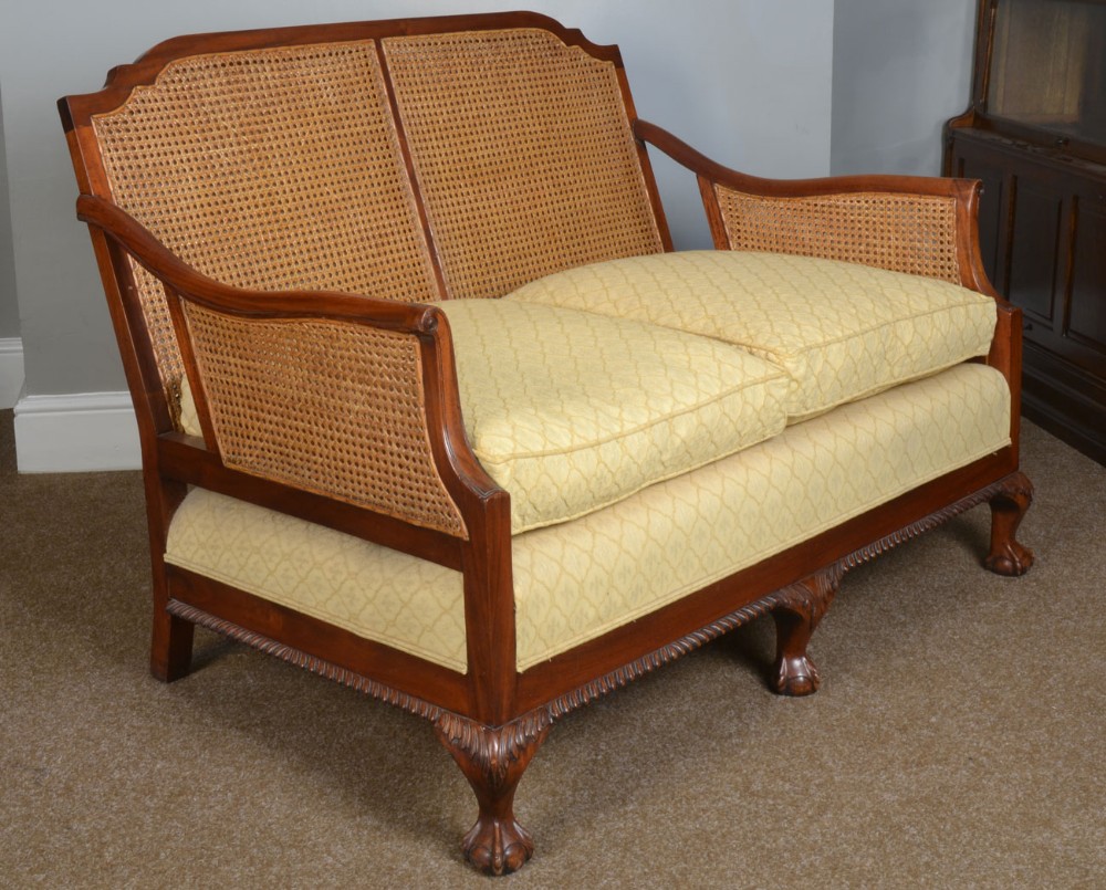Mahogany framed bergere settee
