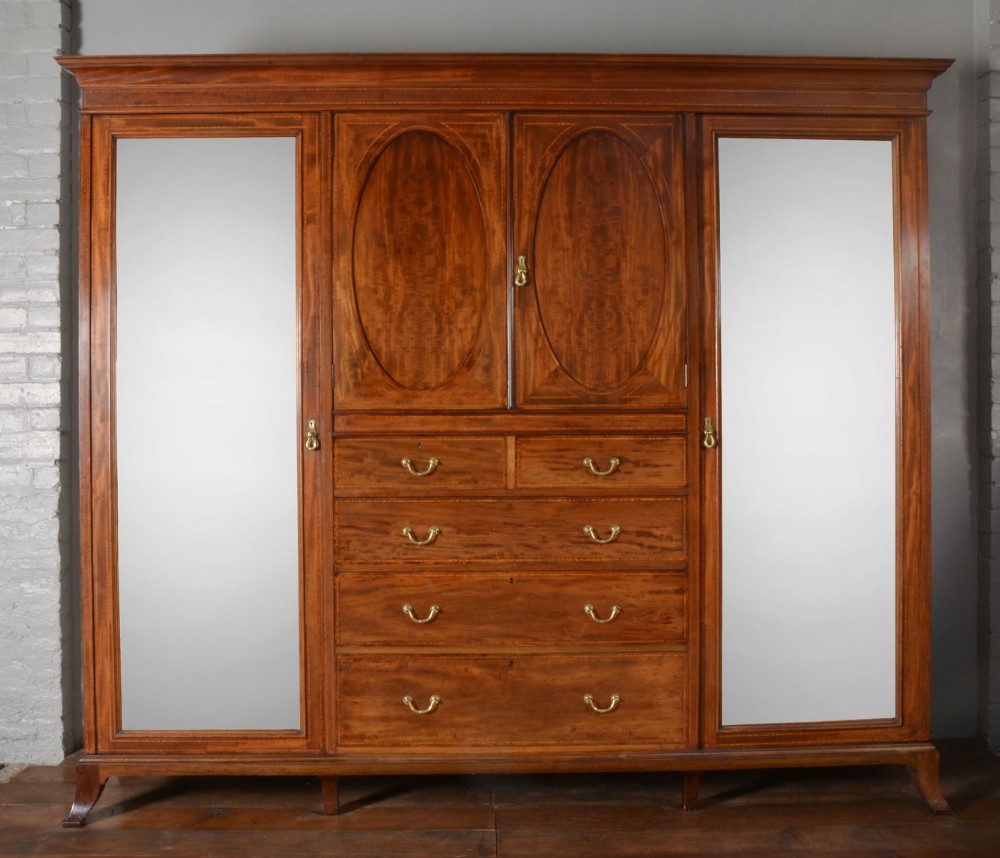 Large Mahogany inlaid wardrobe by Warings
