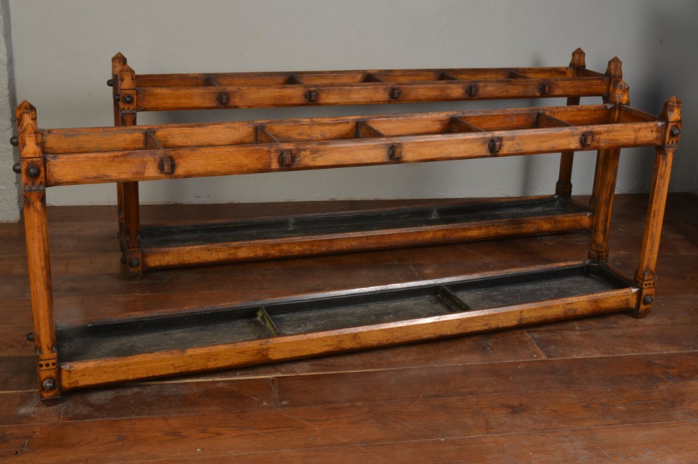 Large pair of country house gothic sticks stands 