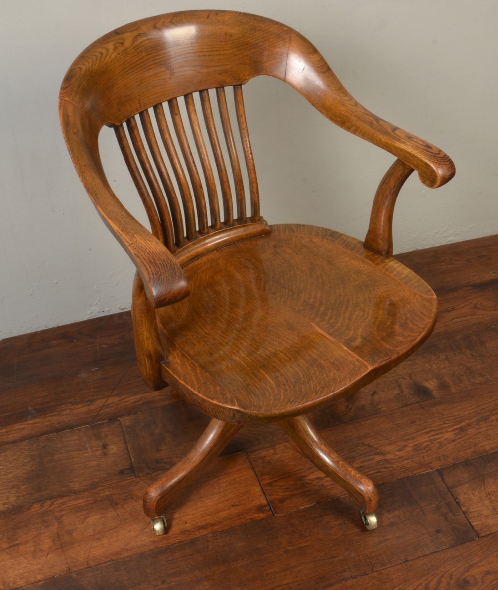 Edwardian oak office chair or captain’s revolving desk chair